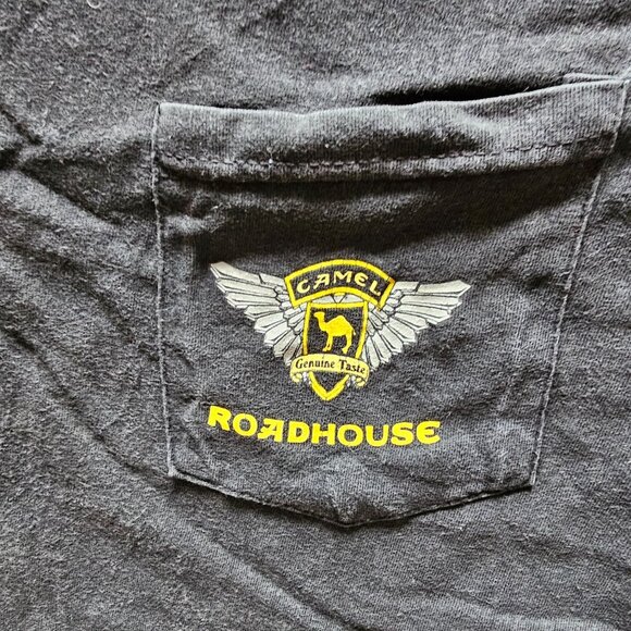 Camel Roadhouse T-Shirt XL American Born Black Cotton Distressed Tee 1996 Dayton - Picture 3 of 8